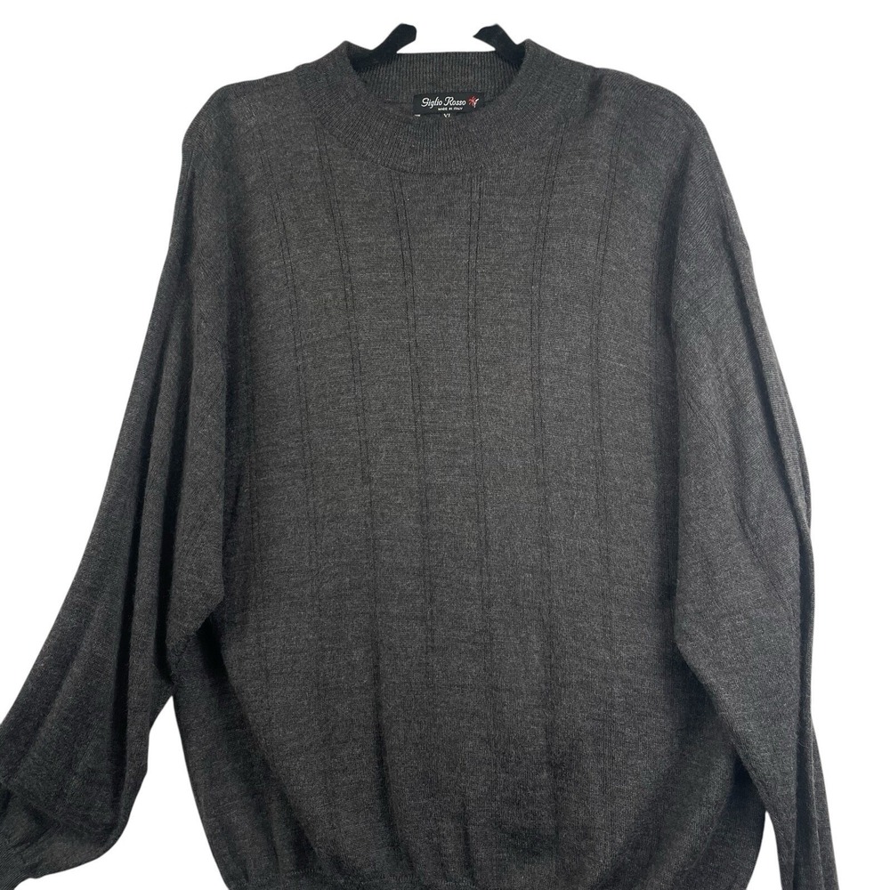 Giglio Rosso Mens XL Dark Gray Wool Acrylic Blend Mock Neck Sweater Made in Ital